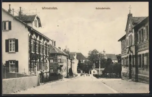 AK Winnenden, Schlossstrasse mit Wohnhäuser
