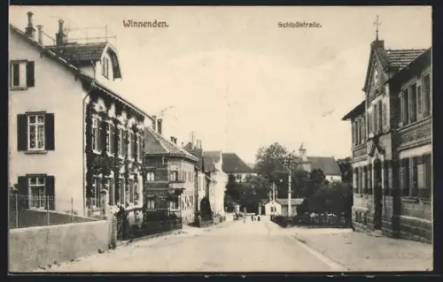 AK Winnenden, Schlossstrasse mit Wohnhäuser