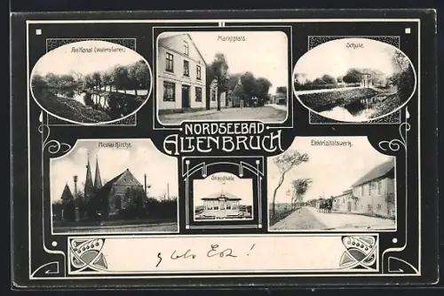 AK Altenbruch, Nordseebad, Elektrizitätswerk, Strandhalle, Marktplatz