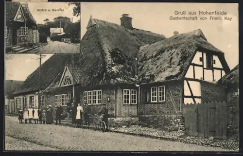 AK Hohenfelde / Plön, Gastwirtschaft von Friedr. Kay, Mühle und Meierei