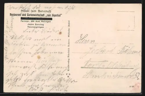 AK Hösel, Restaurant und Gasthaus Zum Jägerhof