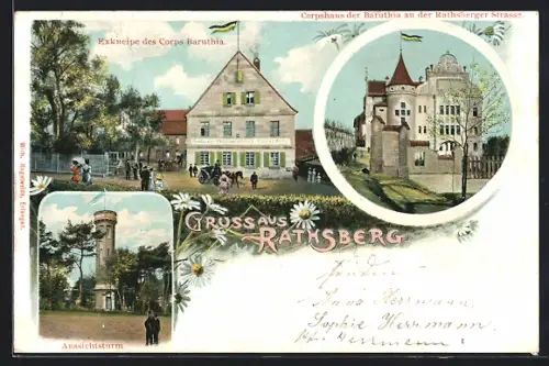 AK Rathsberg, Gasthaus Exkneipe des Corps Baruthia, Corpshaus a. d. Rathsberger Strasse