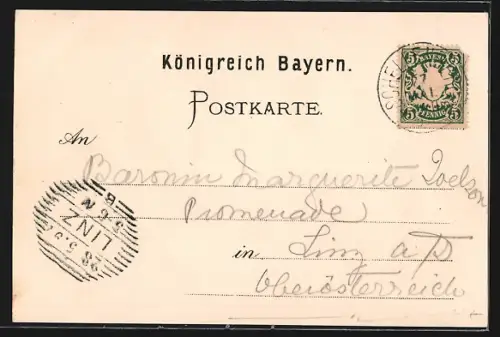 Lithographie Schellenberg / Obb., F. Weisenbäcks Gasthof zur Forelle, Almbachklamm