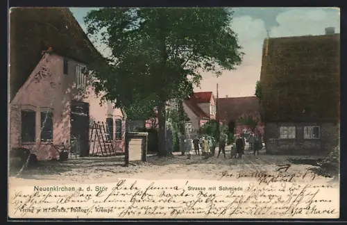 AK Neuenkirchen a. d. Stör, Strasse mit Schmiede