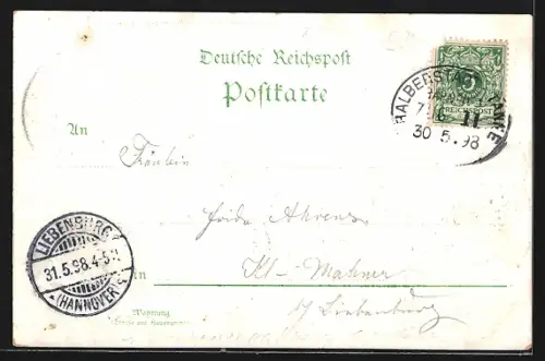 Lithographie Blankenburg i. H., Hotel Waldmühle in Kl. Michaelstein, Strassenpartie am Klostertor