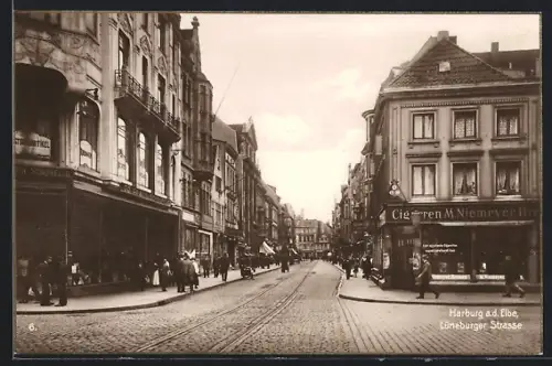 AK Hamburg-Harburg, Lüneburger Strasse mit Zigarrengeschäft
