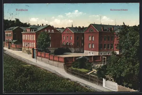 AK Waldheim / Sachsen, Frauengefängnis mit Strassenpartie