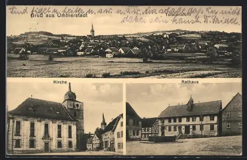 AK Ummerstadt, Teilansicht, Kirche, Rathaus