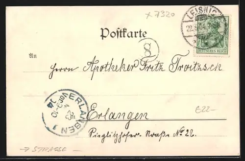 AK Leisnig, Schloss von der Strasse Bachgasse aus