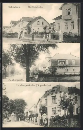AK Schnelsen, Heidlohstrasse, Hamburgerstrasse mit Doppeleiche