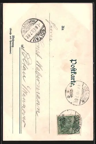 Lithographie Iserlohn, Alexanderhöhe, Neues Saalgebäude, Grosse Halle, Einigkeit