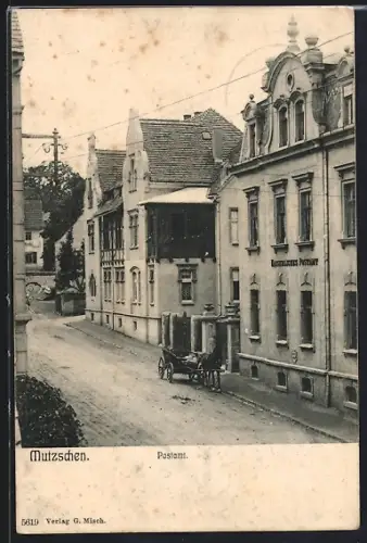 AK Mutzschen, Partie am Kaiserlichen Postamt