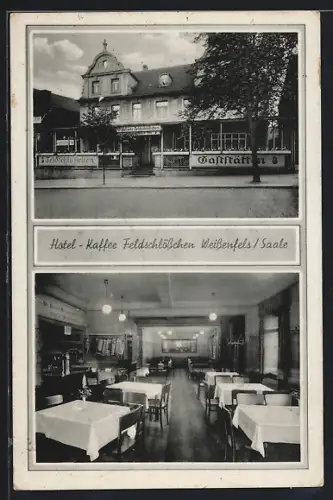 AK Weissenfels, Hotel-Kafee Feldschlösschen, Inhaber Fritz Lange