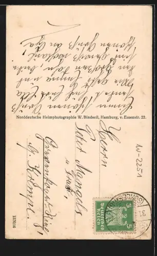 AK Westerhever, Blick zur Kirche, Partie an der Schule