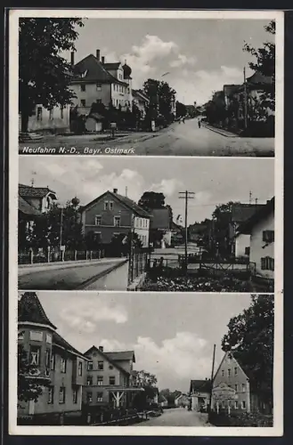 AK Neufahrn / Ndb., Strassenszenen mit Geschäften