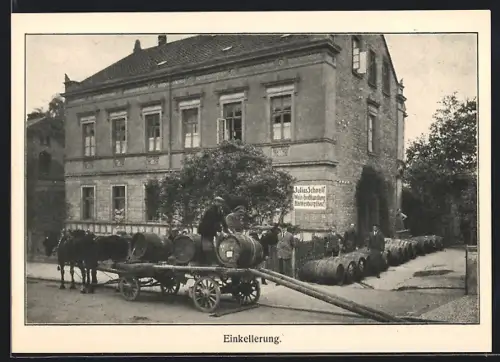 AK Blankenburg /Harz, Weinhandlung Julius Schnell, Einkellerung von Weinfässern