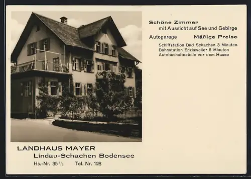 AK Lindau-Schachen / Bodensee, Hotel Landhaus Mayer