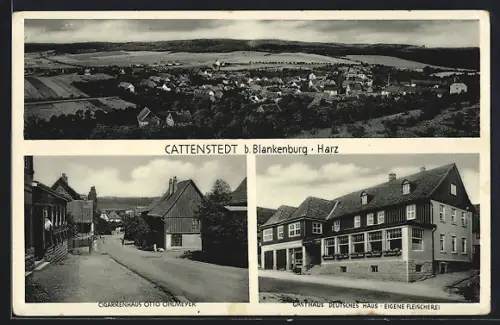 AK Cattenstedt b. Blankenburg, Gasthaus Deutsches Haus, Cigarrenhaus Otto Ohlmeyer