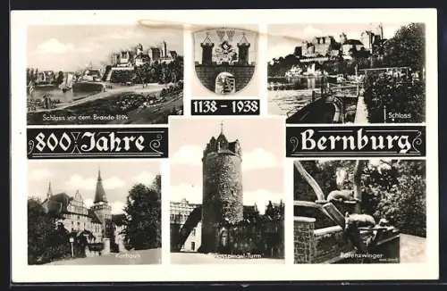 AK Bernburg, Schloss vor und nach dem Brand