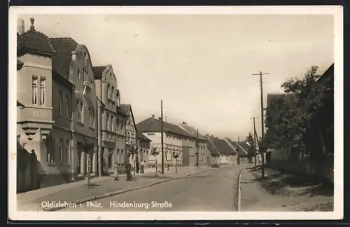 AK Oldisleben i. Thür., Blick in die Hindenburg-Strasse