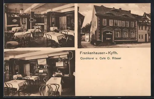 AK Bad Frankenhausen, Conditorei und Cafe O. Rössel, Innen- und Aussenansichten