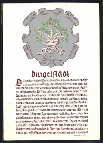 Künstler-AK Dingelstädt, Verwurzelte Eiche mit Ring, Festpostkarte