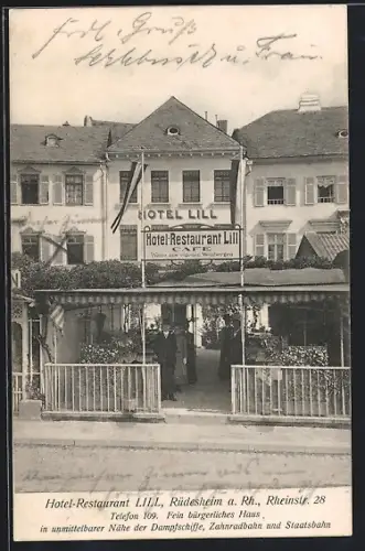 AK Rüdesheim a. Rh., Hotel-Restaurant Lill in der Rheinstr. 28
