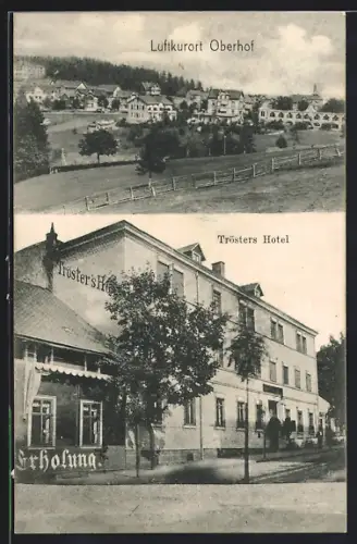 AK Oberhof / Thüringen, Trösters Hotel, Blick in den Ort
