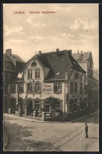 AK Alt-Kiel, Dänische Burgstrasse mit Restaurant Burghalle