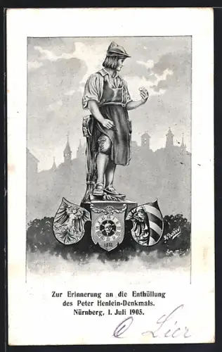 Künstler-AK Nürnberg, Enthüllung des Peter Henlein-Denkmals 1905