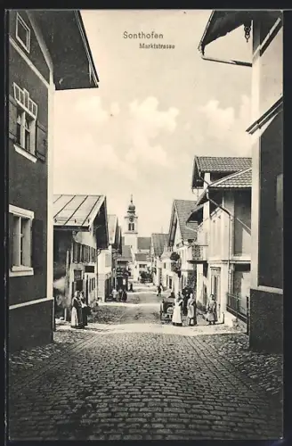 AK Sonthofen, Marktstrasse mit Blick zur Kirche