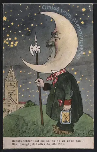 Künstler-AK Memmingen, Memminger Mau als Halbmond
