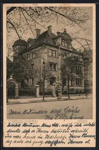 AK München, Chirurgische Heilanstalt Dr. Gebhart und Dr. Lindl in der Mozartstr. 16