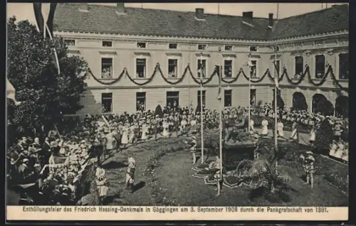 AK Göggingen / Schwaben, Enthüllung des Friedrich Hessing-Denkmals 1908 durch die Pankgrafen-Vereinigung