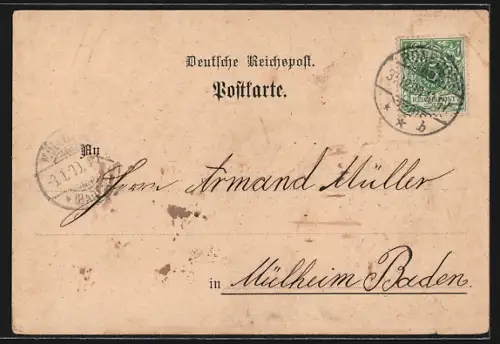 Lithographie Ronsdorf, Amtsgericht, Turnhalle, Post