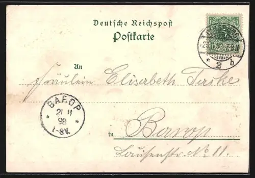 Lithographie Duisburg a. Rh., Hotel Restaurant Getreide-Börse, Inh. C. Hense, Conzert-Saal