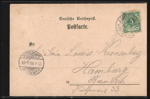 Lithographie Ahrensburg / Holstein, Hotel-Restaurant Schadendorff und Schloss