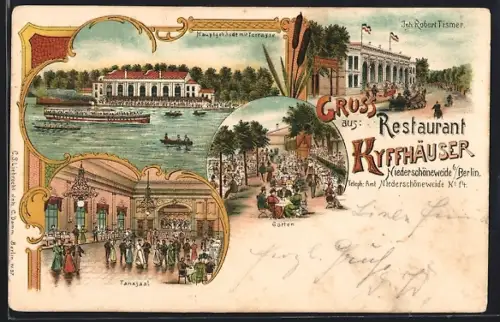 Lithographie Berlin-Niederschöneweide, Restaurant Kyffhäuser mit Tanzsaal