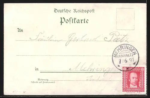 Lithographie Wörlitz, Hotel grüner Baum, Der Stein, Schloss