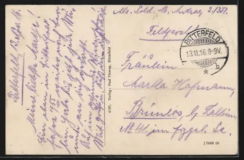 AK Bitterfeld, Kaiserstrasse Ecke Bismarckstrasse mit Schokoladengeschäft von Friedrich Ahrens