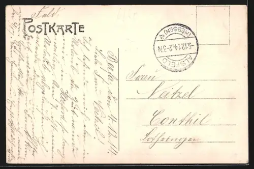 AK Berfa b. Alsfeld, Totalansicht, Gasthaus v. Joh. Merle, Schule und Kirche