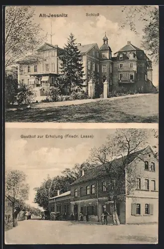 AK Alt-Jessnitz, Gasthof zur Erholung, Schloss im Sonnenschein