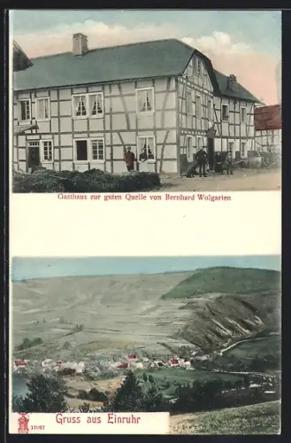 AK Einruhr, Gasthaus zur guten Quelle von Bernhard Wolgarten, Ortsansicht