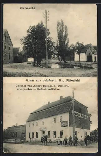 AK Salzfurth, Gasthof Albert Buchholz mit Excelsior-Werbeschild