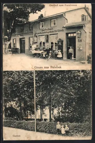 AK Reinbek, Gasthof zum Forsthause mit Garten