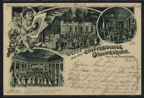 Lithographie Oranienburg, Gasthof zum Schützenhause, Jagd-Zimmer