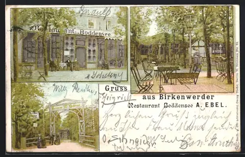 Lithographie Birkenwerder, Restaurant Boddensee von A. Ebel