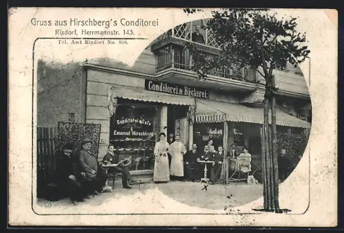 AK Berlin-Neukölln-Rixdorf, Konditorei Hirschberg, Herrmannstrasse 143