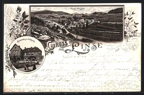 Lithographie Linse, Gasthaus zum Achberg, Total Ansicht