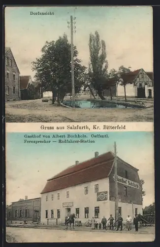 AK Salzfurth, Gasthof Albert Buchholz mit Excelsior-Werbeschild